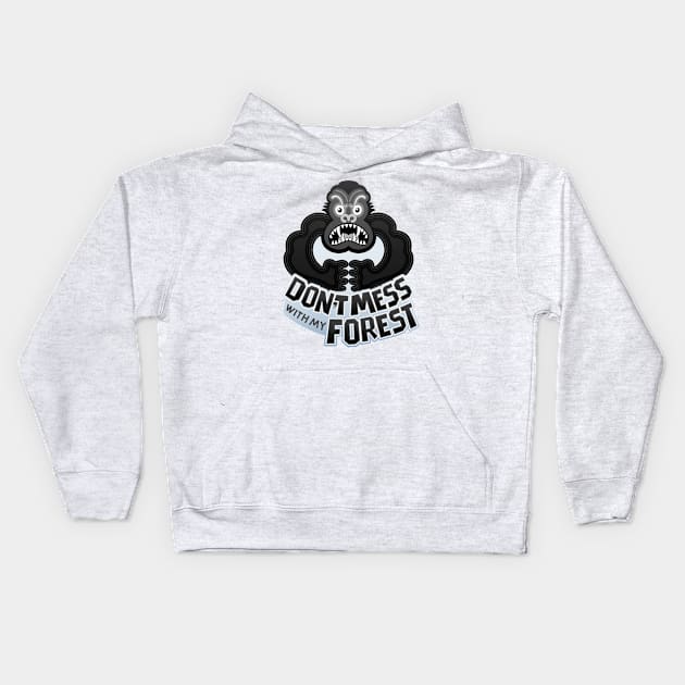 Furious black gorilla warning about not messing with his forest Kids Hoodie by zooco